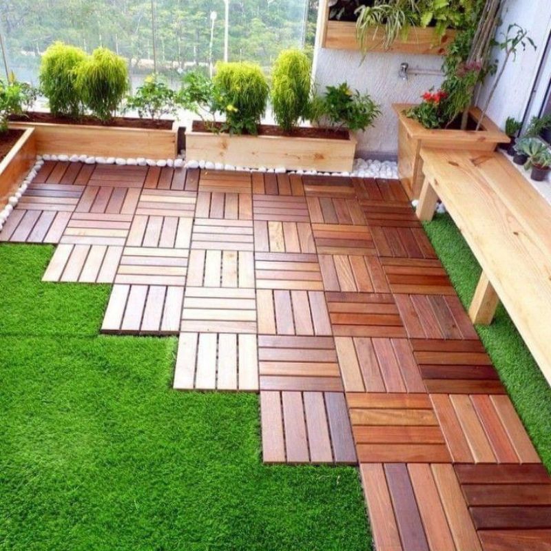 DECKING TILE LANTAI KAYU JATI  OUTDOOR INDOOR 30X30