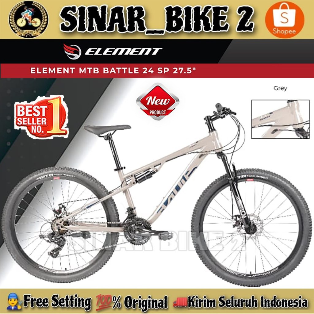 Jual Sepeda Gunung MTB ELEMENT BATTLE Ukuran 27.5 Inch Full Suspensi ...