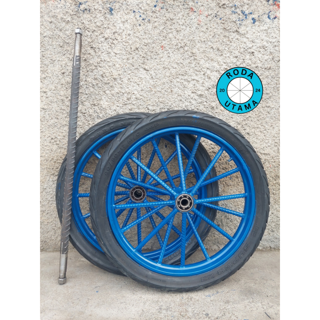 Jual Roda Gerobak Jari 8 Besar Ring 17 (Sepasang Roda & As) | Shopee ...