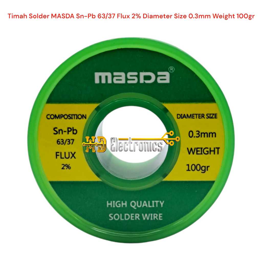 Jual Timah Solder MASDA Sn-Pb 63/37 Flux 2% Diameter Size 0.3mm Weight ...