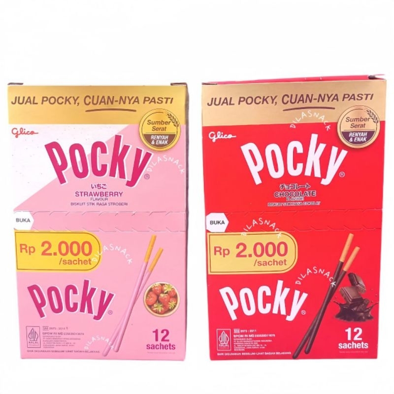 Jual Biskuit Glico Pocky 1 box isi 12 saset pocky saset murah pocky ...