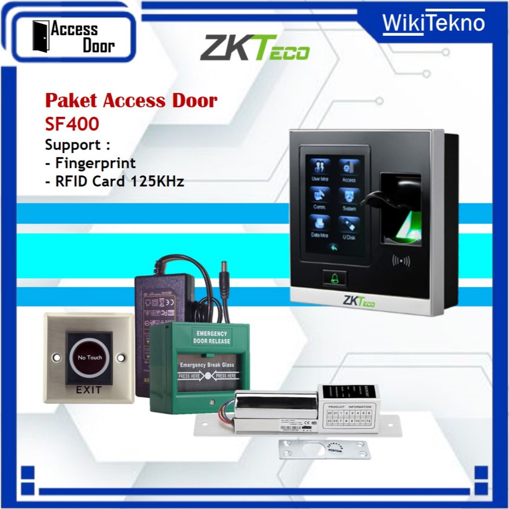 Jual Paket Access Door ZKTeco SF400 Fingerprint RFID Card Access ...