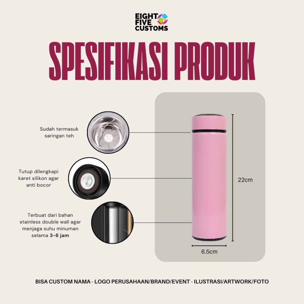 Jual Custom Tumbler Sakura 500ml Botol Minum Stainless UV Print Cetak ...