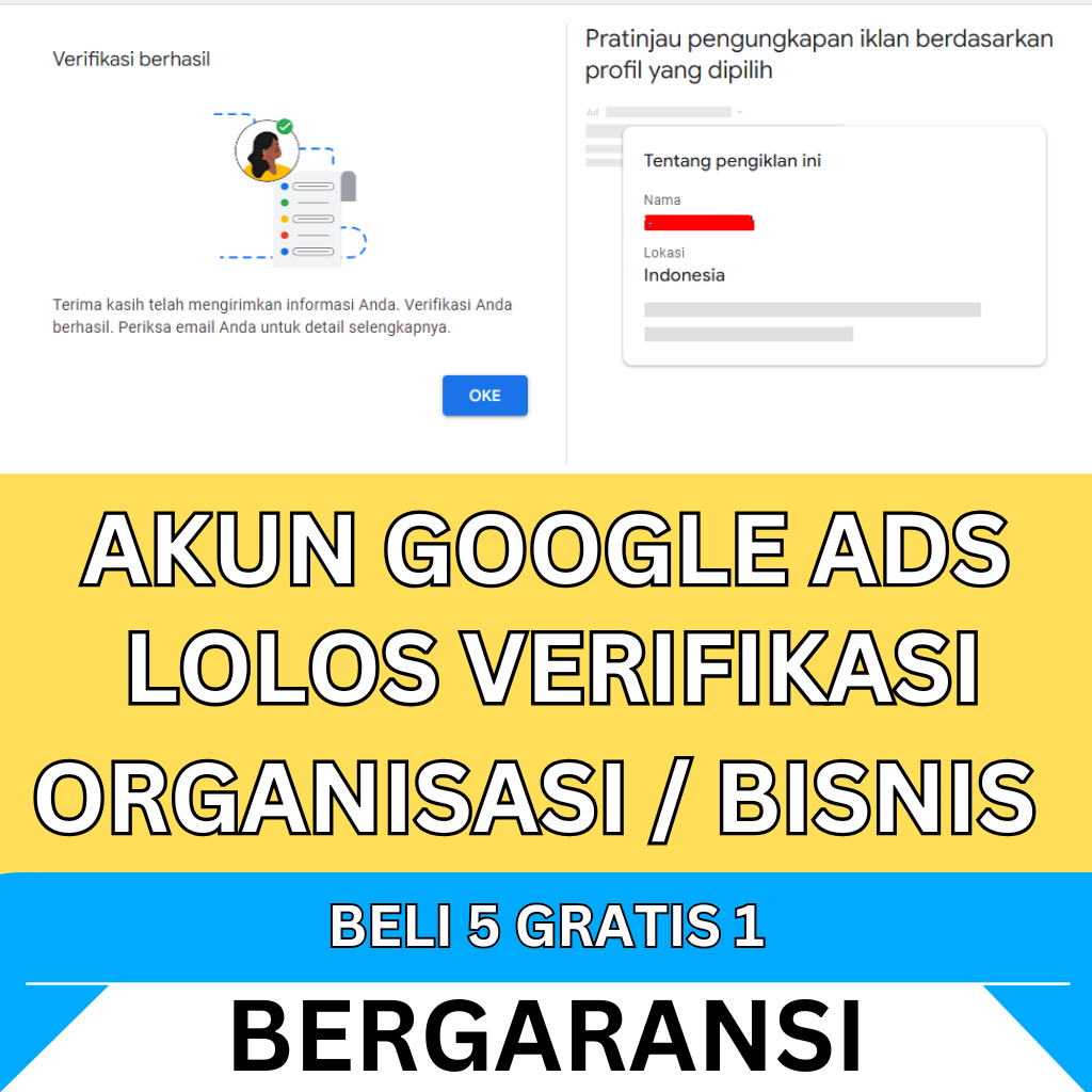 Jual Akun Google Ads Verifikasi Organisasi Bisnis ( Beli 5 Gratis 1 ...