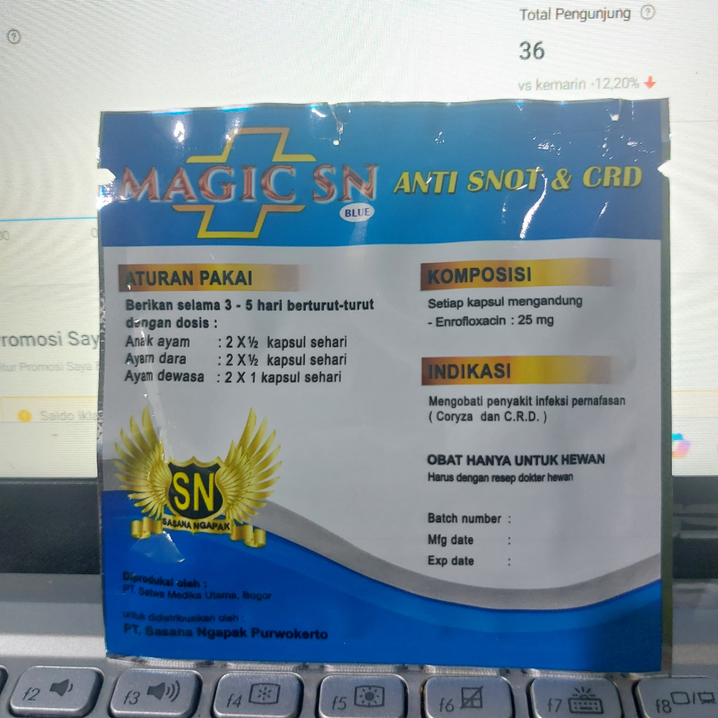 Jual Magic SN Biru Obat Snot Ngorok dan Pernafasan Unggas Hewan Ternak ...