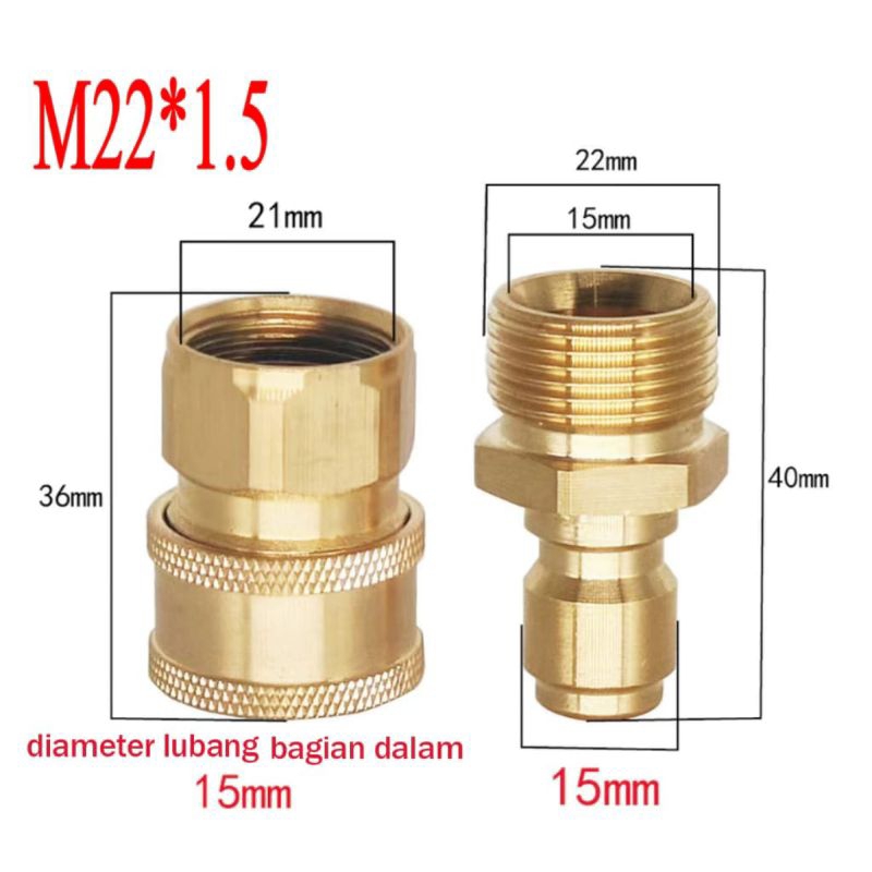 Jual Konektor Adaptor Jet Cleaner M22 x 1.5 Female dan M14 x 1.5 Quick ...