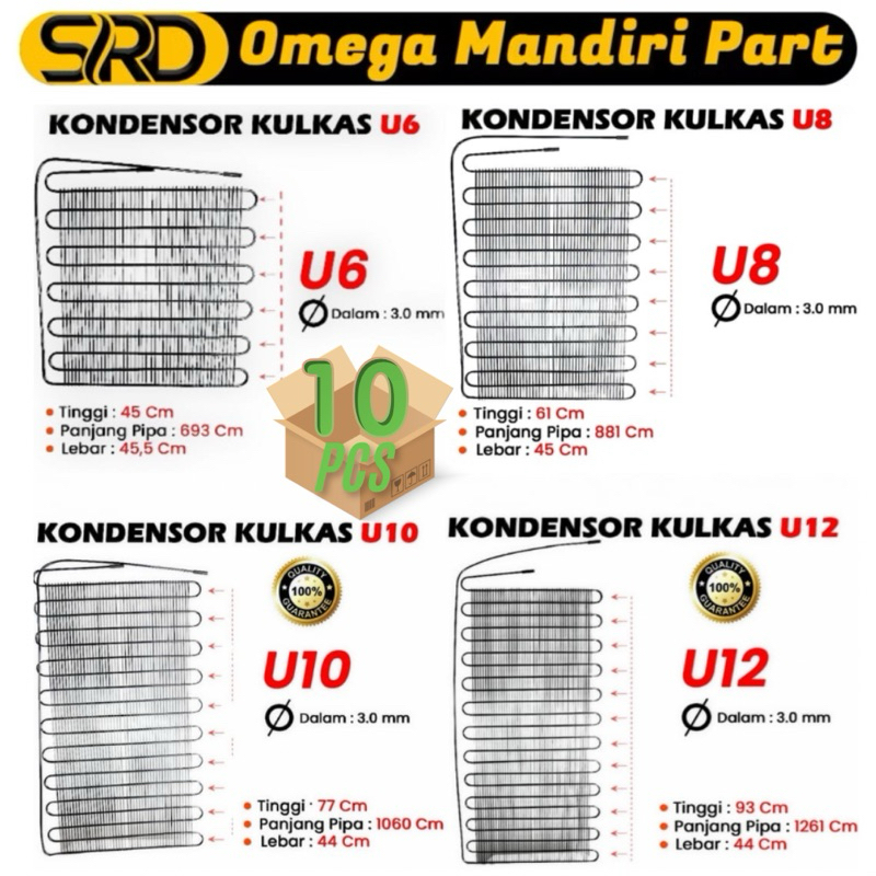 Jual PAKET KONDENSOR/FREEZER UNTUK SEMUA MERK U12 (1 DUS/10 PCS ...