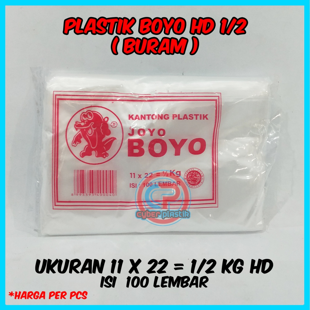Jual Plastik joyo boyo HD 11 x 22 = 1/2 kg Buram | plastik boyo hd 11 x ...