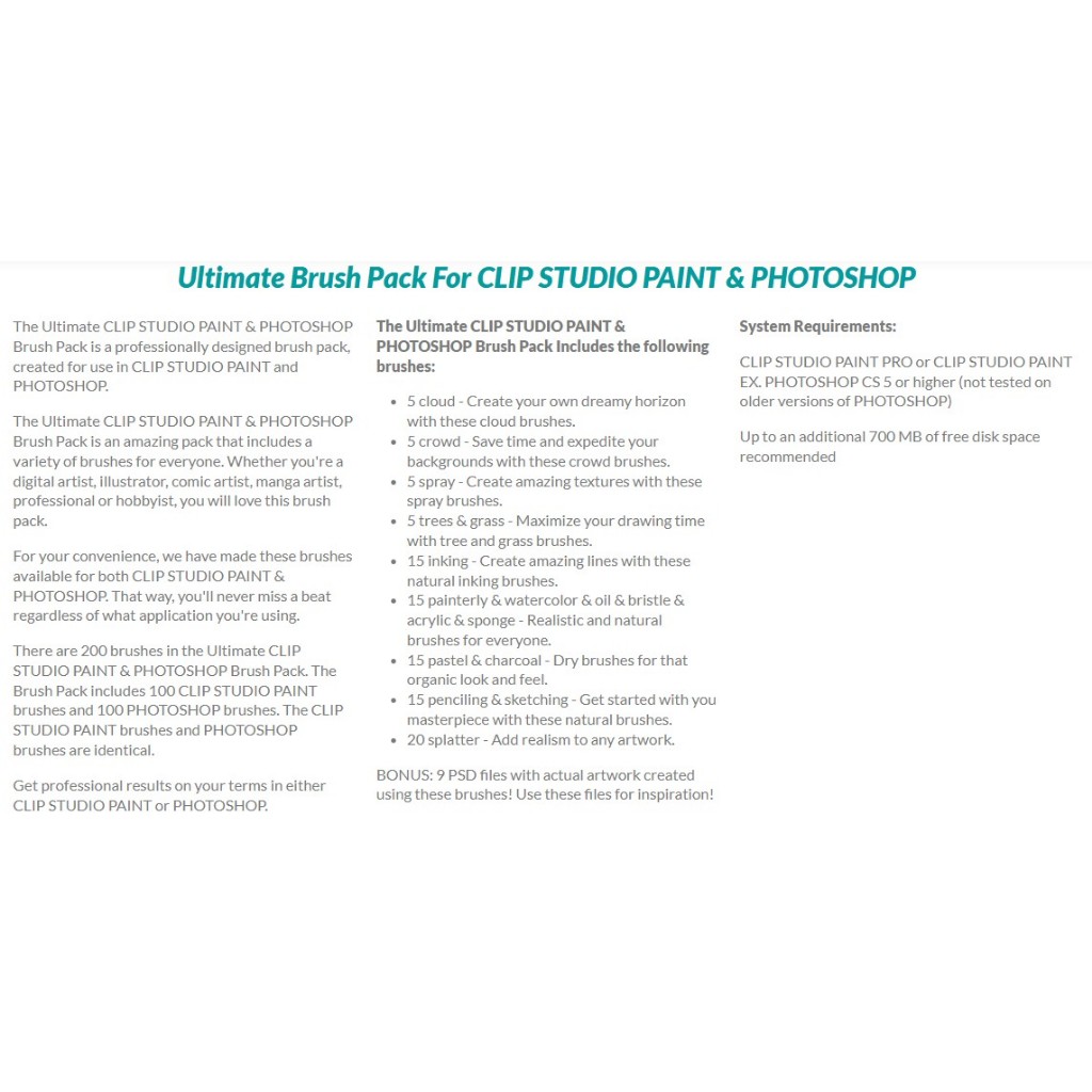 Jual Ultimate Brush Pack For CLIP STUDIO PAINT & PHOTOSHOP | Shopee ...