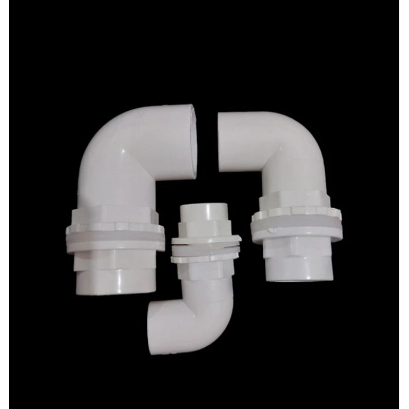 Jual White 90 bulkhead ellbow / fitting vault pipa u - pvc | Shopee ...
