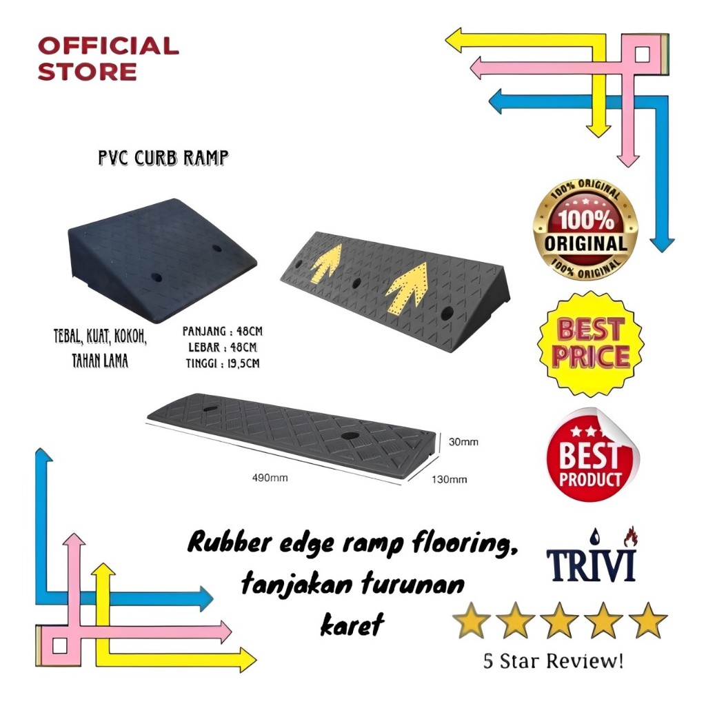 Jual Rubber edge ramp flooring triv, tanjakan turunan karet pvc lantai ...