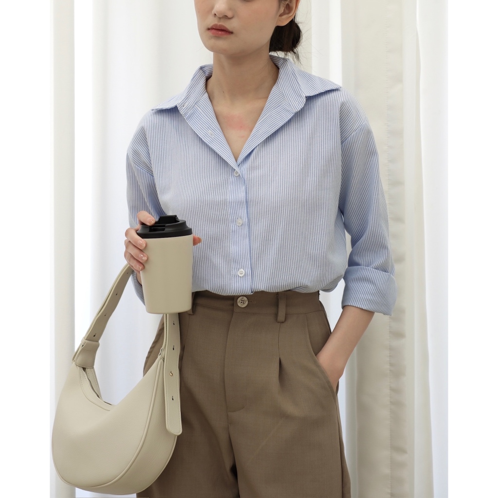 Kemeja Salur Wanita | Hanni Striped Shirt | HULM