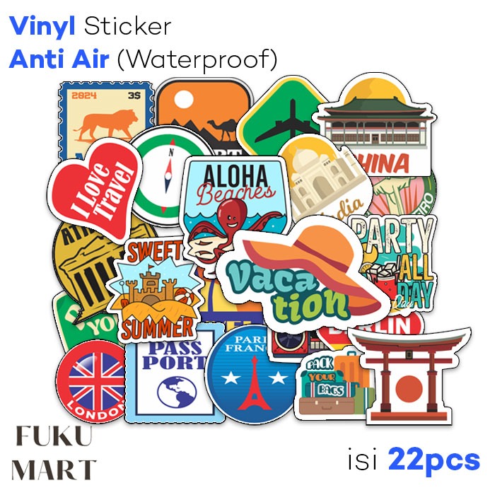 Jual Stiker Pack Koper Travel Vintage Vinyl Waterproof Tahan Air ...