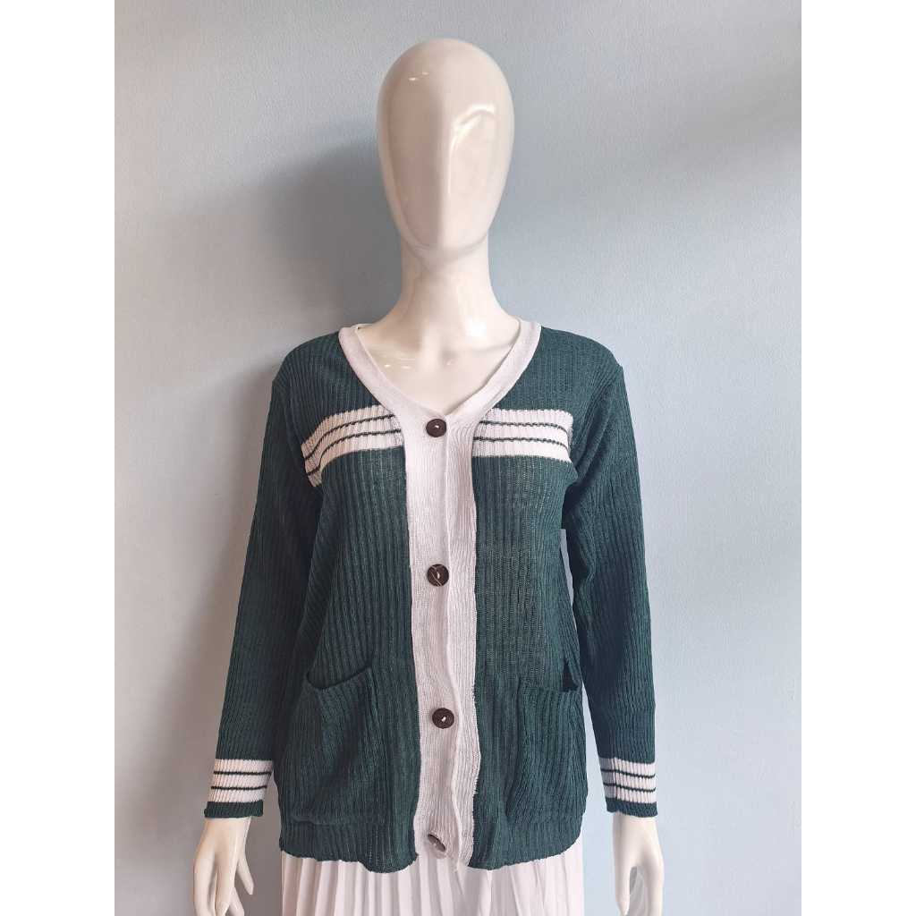 Jual CARDIGAN RAJUT INDO STRIPE / Pakaian Rajut Wanita / Blouse Kancing ...