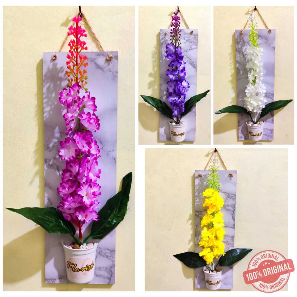 Bunga Hias Dinding 3D Eceng Gondok Lavender Pajangan Gantung Tanaman Artificial
