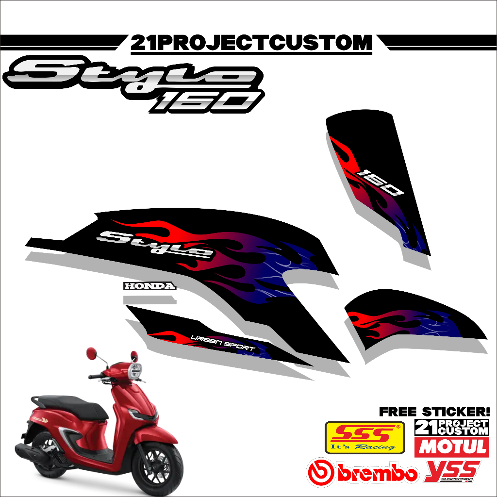 Jual 01 STICKER STRIPPING TRANSPARAN MOTOR HONDA STYLO 160 - STRIPPING ...