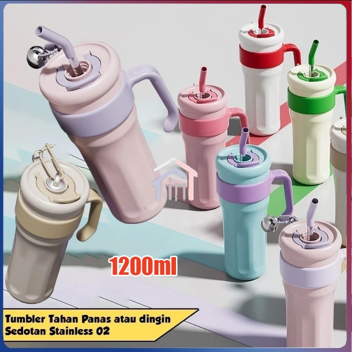 Jual 【COD】Tumbler Stainless Steel 1200ml Botol Minum Water Bottle ...