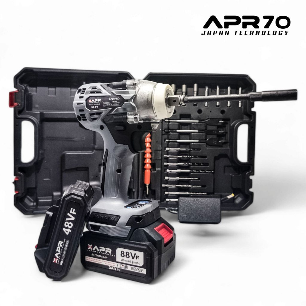 Jual APR raja bor impact driver cordless sekrup AP29PRO 550nm 2baterai ...