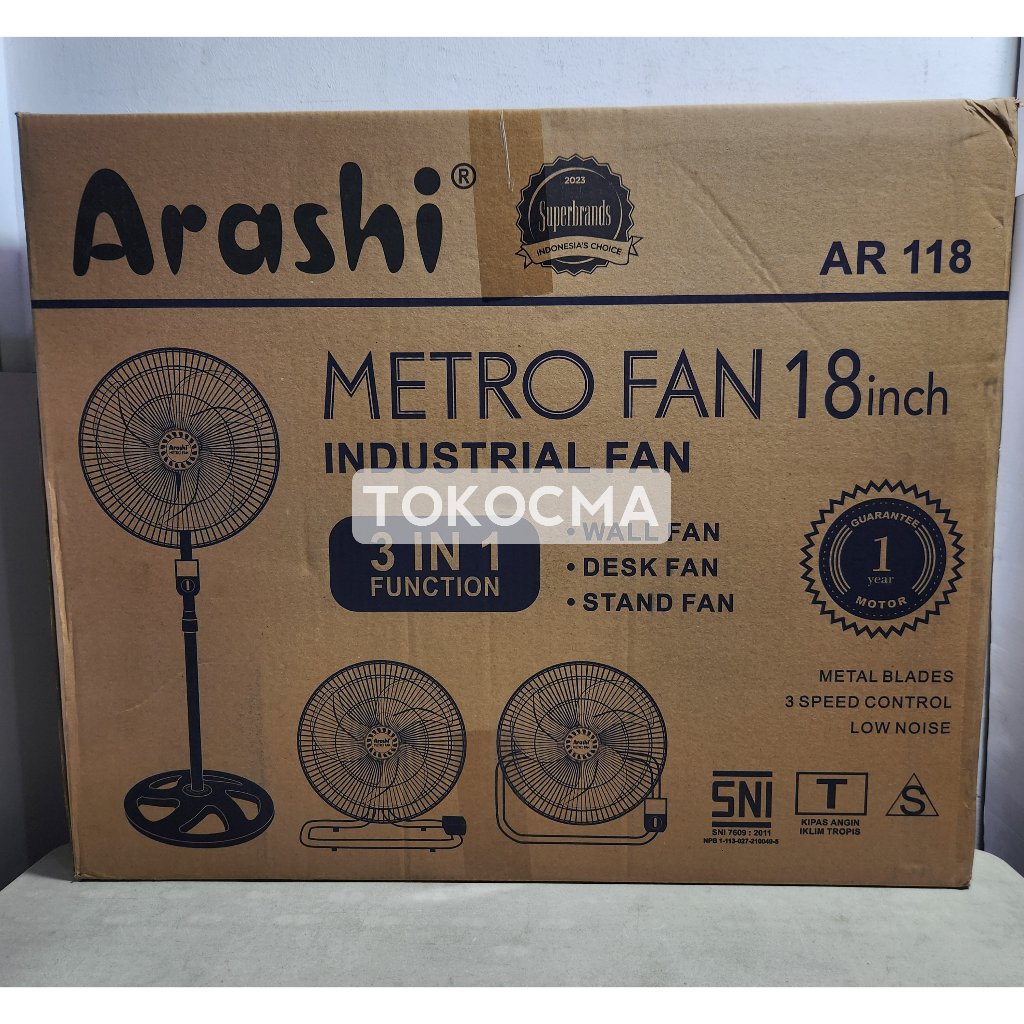 Jual Arashi Kipas Angin Metro Fan 3in1 18 Inch AR 118, 3 Fungsi Dalam 1 ...