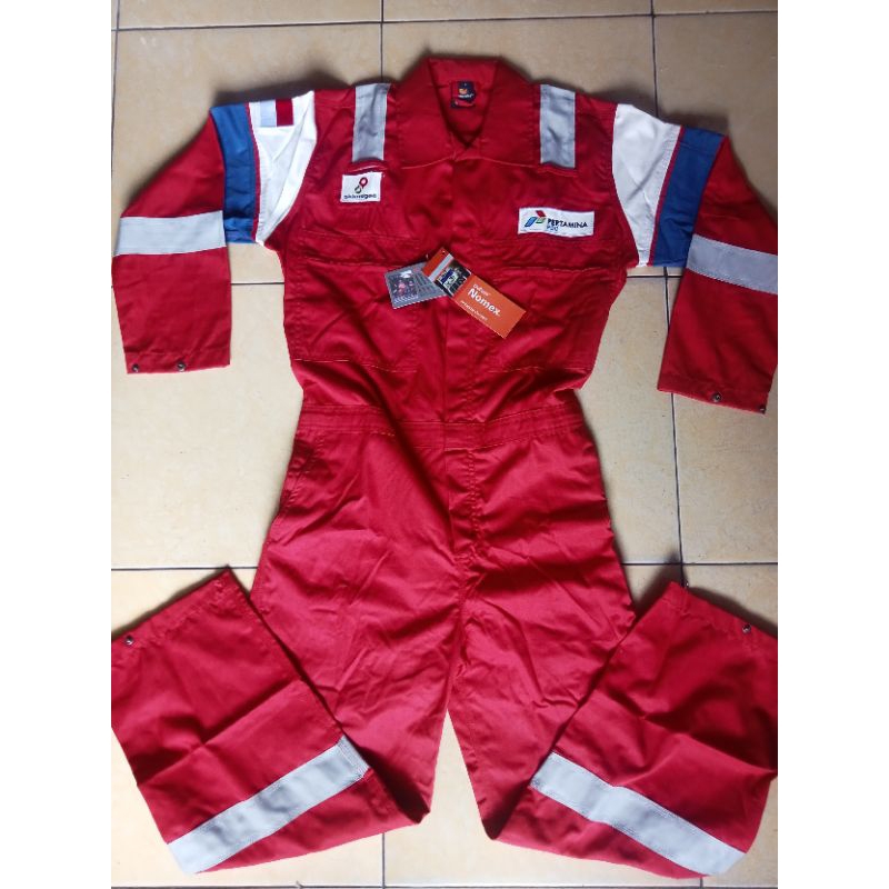 Jual Coverall Nomex Dupont Pertamina Merah Lengan Putih Biru Original ...