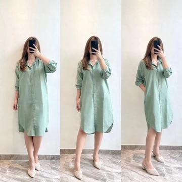 Wear Cameo Samantha Linen Dress ShirtDress Linen Casual Wanita Soft Panjang