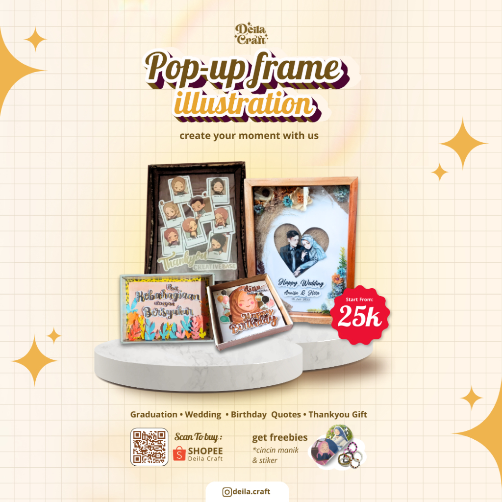 Jual Pop-Up Frame Illustration Custom | Shopee Indonesia