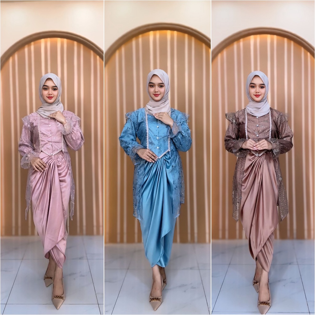 Jual Bela One Set Kebaya Renda Dan Rok Lilit Instan Queenbee Fashion ...
