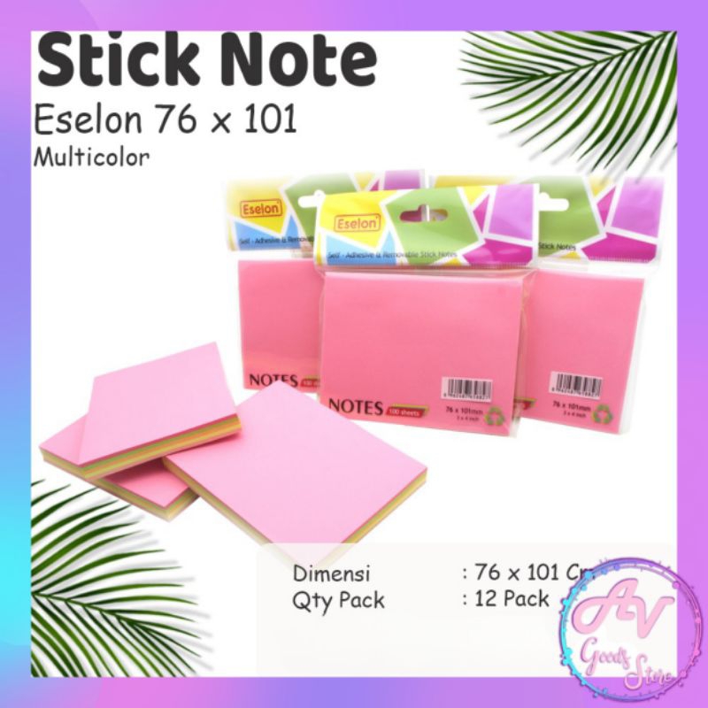 Jual STICK NOTE / STICKY NOTES ESELON MULTI WARNA 76*101mm | Shopee ...