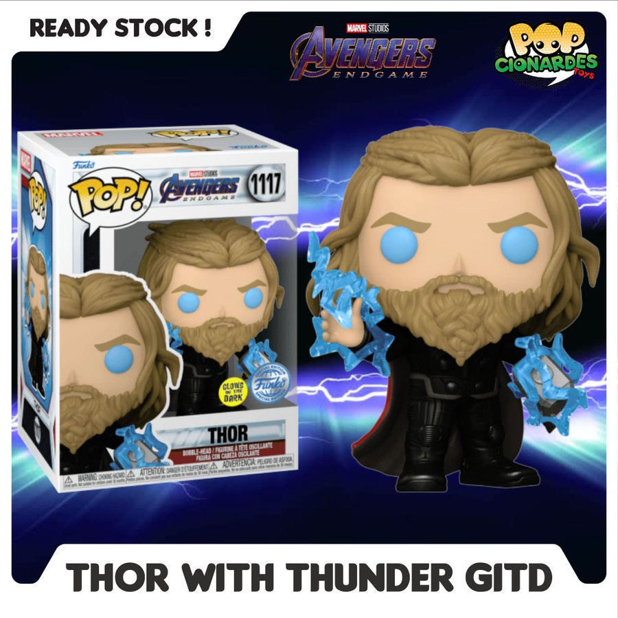 Pop Avengers Endgame – Thor Avec Mjolnir Et Stormbreaker, Figurine Vinyle, Matte, 9 Cm