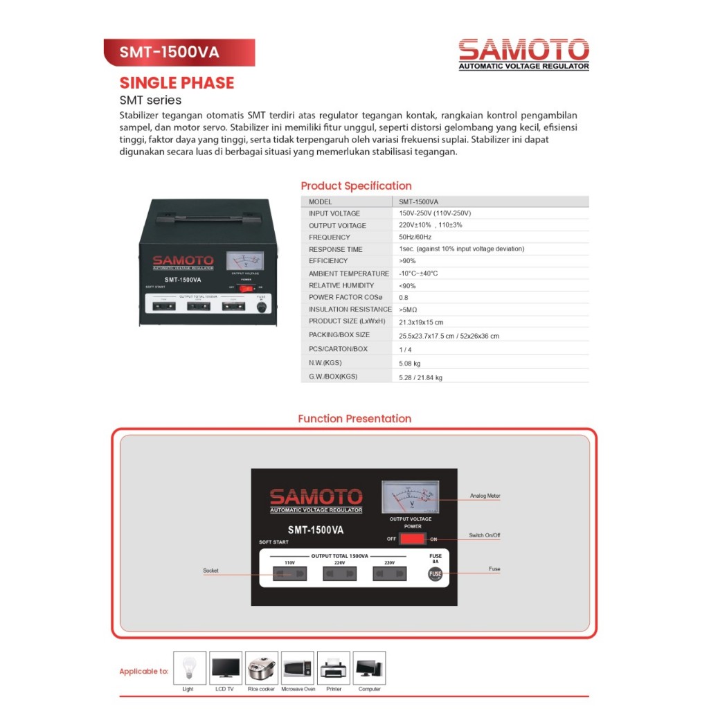 Jual STABILIZER SAMOTO 1500VA - STAVOLT LISTRIK SAMOTO 1500VA GARANSI 1 ...