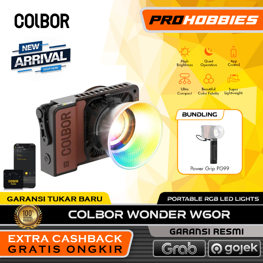 Jual Colbor W60R Portable RGB LED Video Light Studio Lighting 60W ...