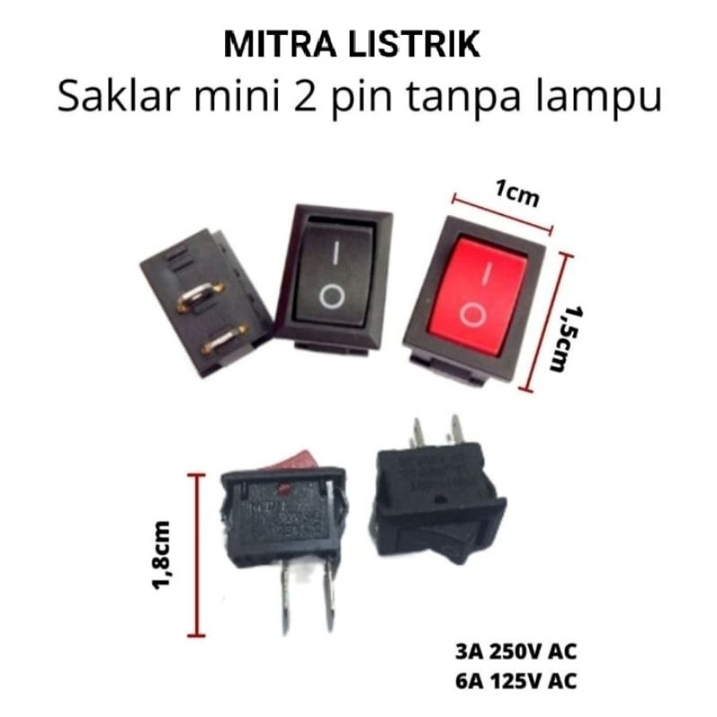 Jual SAKLAR MINI 2 PIN ON OFF SWITCH POWER TOMBOL KECIL 15X10MM 2PIN ...