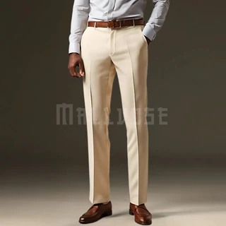 MALLVOSE - Celana Pria Formal Bahan High Quality Krem Slimfit