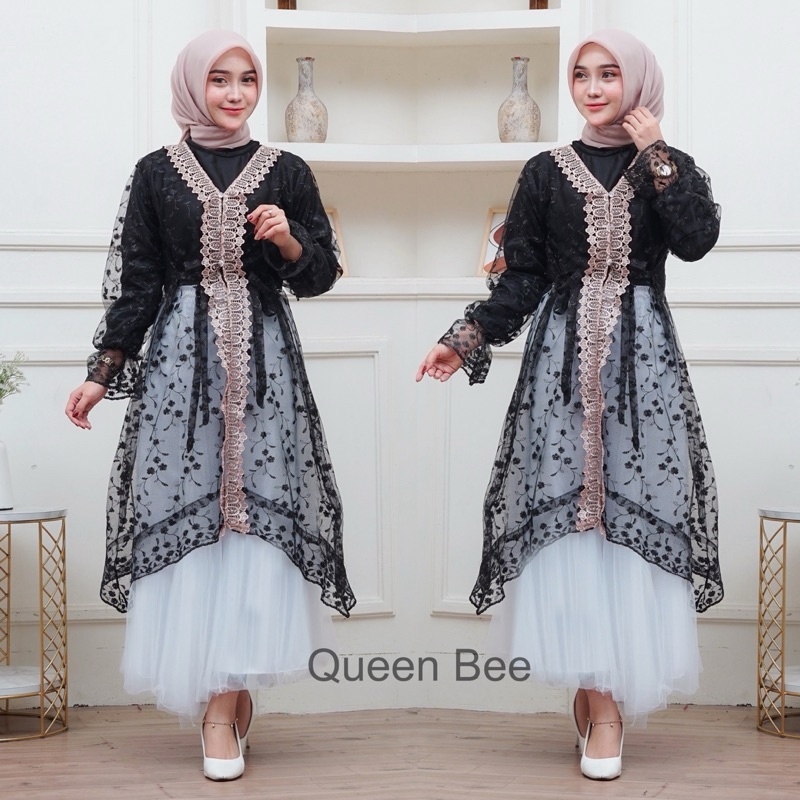 Jual Raya Dress satu Set Inner Outer Dan Rok Tutu Queenbee Fashion ...