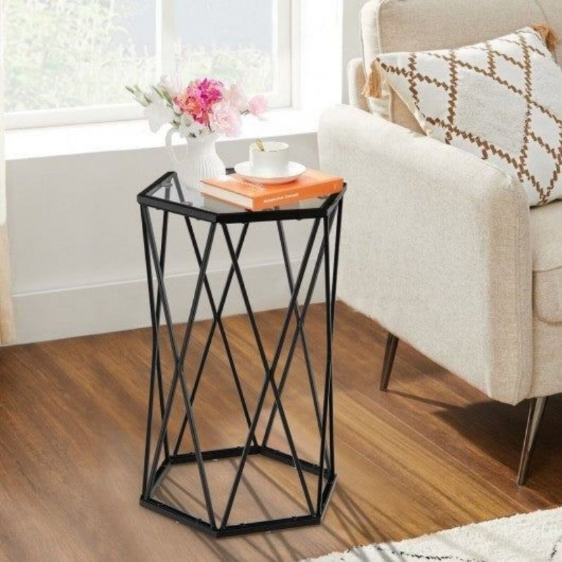 Jual End Table metal frame Meja Samping Besi Meja sudut Kaca | Shopee ...