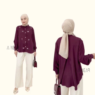 A Wear - Zize Kemeja Rayon Twill Bordir Pita Bordir Coquette