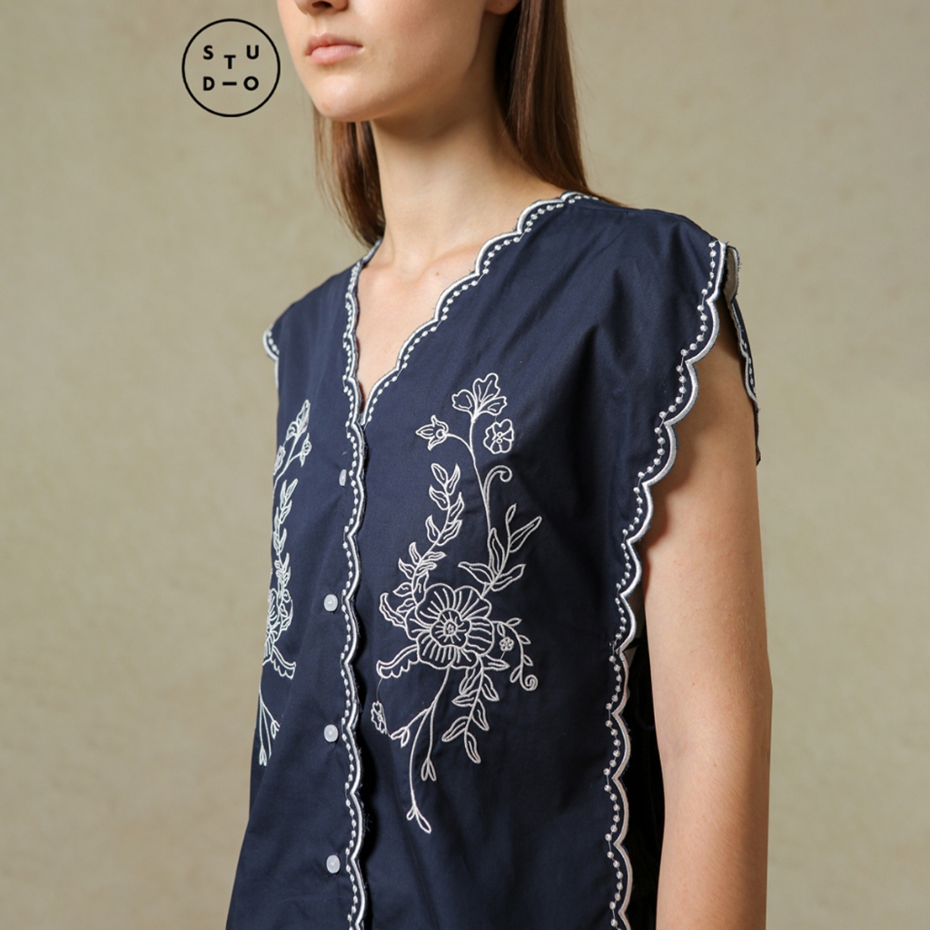 Jual COTTONINK Studio - Outerwear Vest Wanita Navy Araceli #BestSelling ...