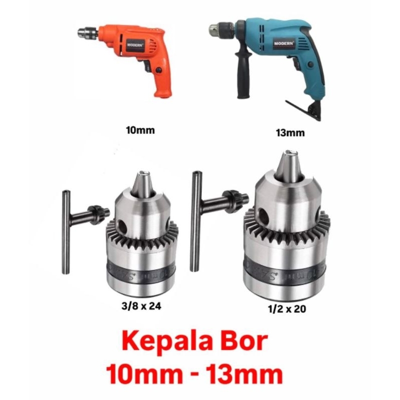 Jual kepala bor listrik drat kepala chuck bor 10mm 13mm MODERN / RYU ...