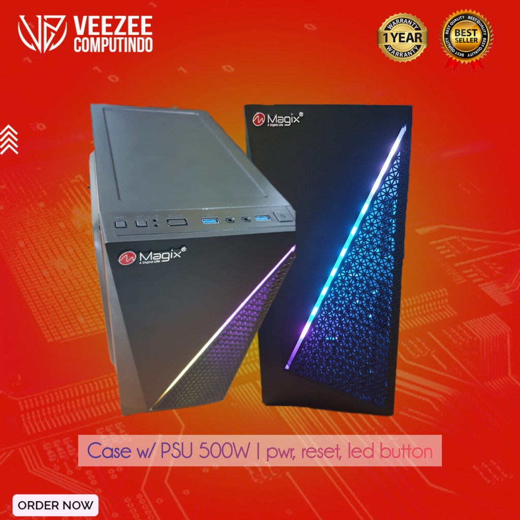 Jual Casing PC Magix Komputer RGB PSU 500w with Extra Fan | Shopee ...
