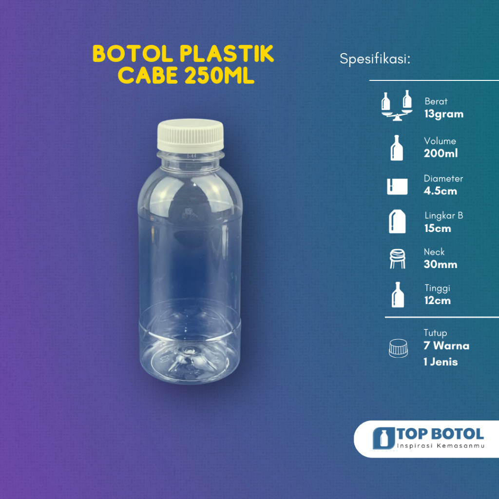 Jual (Paket isi 24pcs) BOTOL PLASTIK 200ML BOTOL PLASTIK CABE 200ML ...