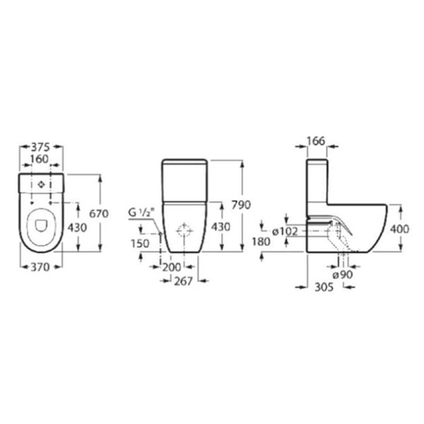 Jual Kloset Close-coupled WC Dual outlet 305mm Multiclean Roca Meridian ...