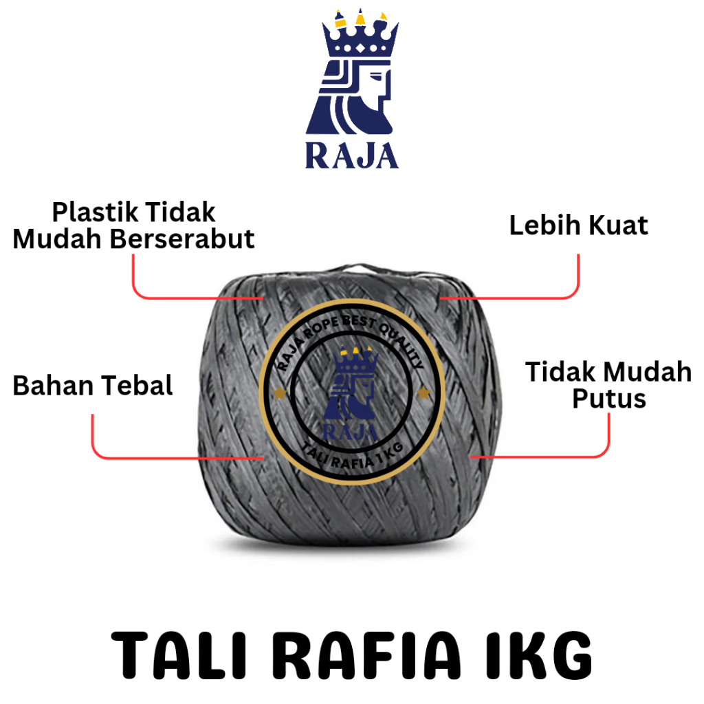 Jual Raja Rope Tali Rafia Tali Plastik Hitam Kiloan 1kg FULL Gulungan ...