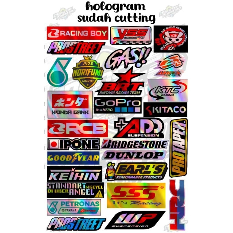 Jual stiker racing pack hologram sudah cutting stiker sponsor pack ...