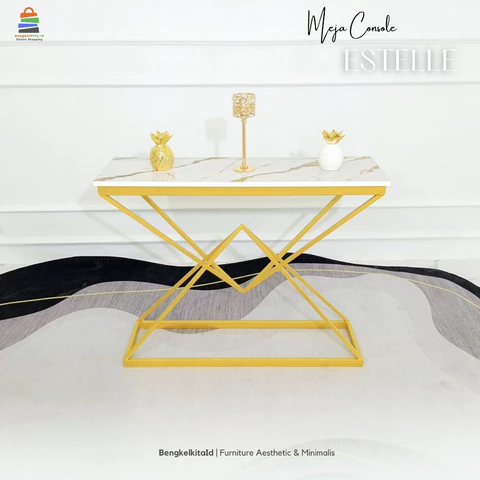 Aesthetic Console Table Entryway Foyer - MEJA ESTELLE - Modern Minimalist Besi Holo Gold
