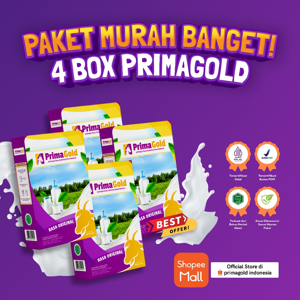 Jual 4 BOX SUSU KAMBING ETAWA PRIMAGOLD ORIGINAL SUSU BUBUK | Shopee ...