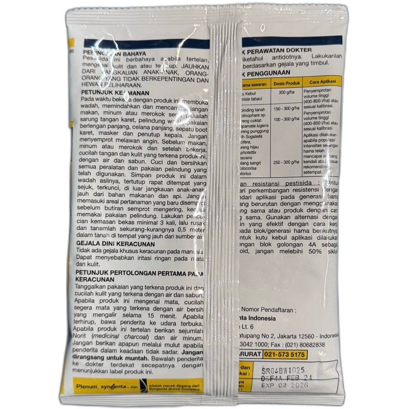 Jual INSEKTISIDA PLENUM 50 WG 100 GRAM SYNGENTA/RACUN SISTEMIK KUTU ...