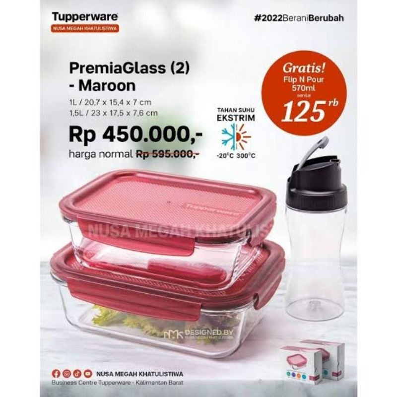 Jual Tupperware Premia Glass Set (2 Pcs) / Wadah Steamable Oven ...