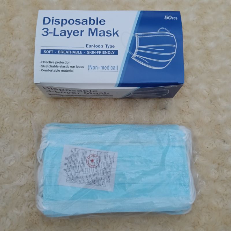 Jual Masker Earloop Disposable 3 ply(1 box isi 50 pcs) | Shopee Indonesia