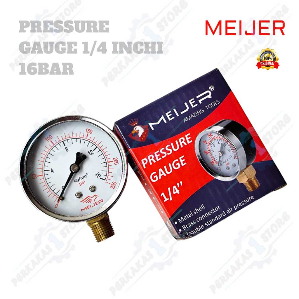 Jual Alat Ukur Tekanan Angin Kompressor 16 Bar - Pressure Gauge 1/4 ...