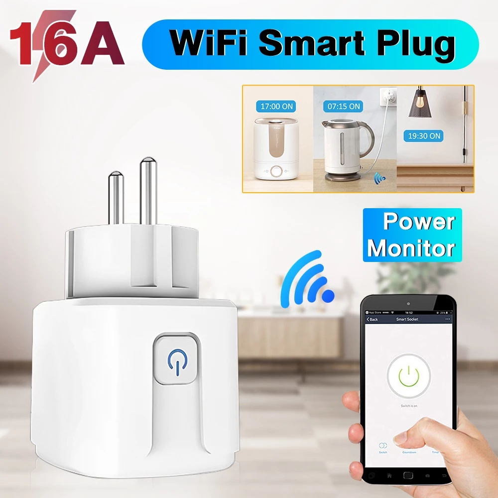 Jual 16A Wireless WiFi Smart Plug Socket with Power Monitor Stop Kontak ...
